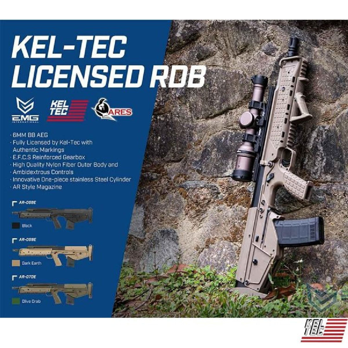 EMG / Kel-Tec Lisanslı RDB17 Tan Bullpup AEG Airsoft Tüfek