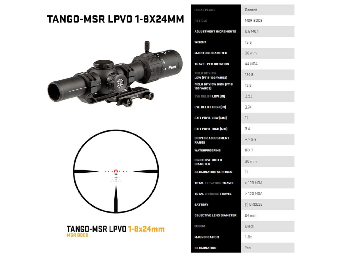 SIG SAUER TANGO-MSR 1-8X24MM TÜFEK DÜRBÜNÜ