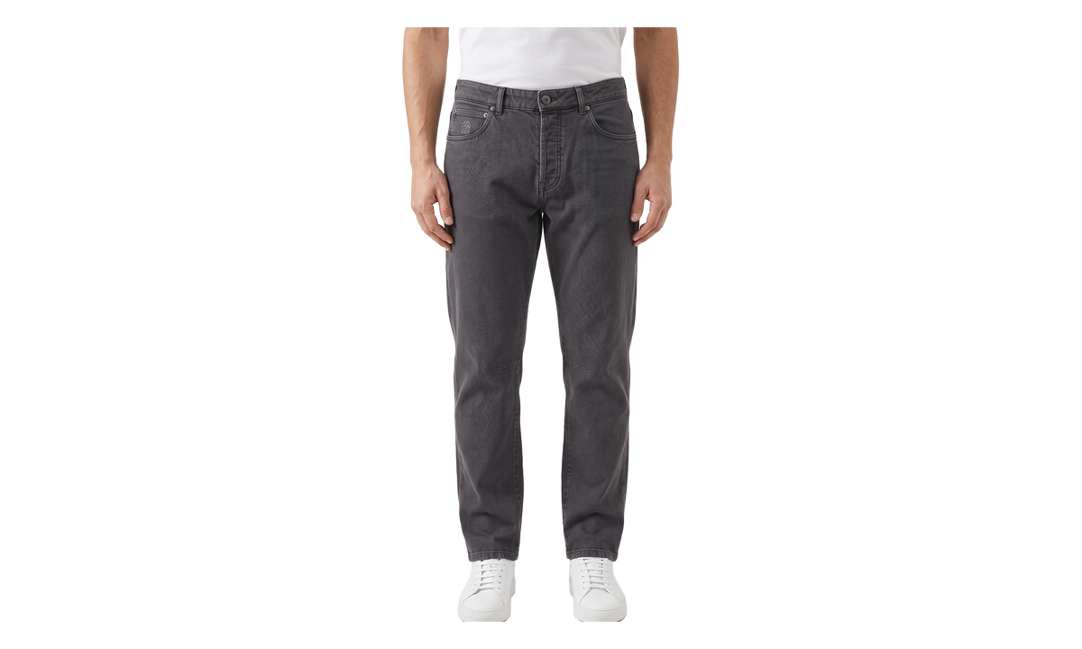 100% Cotton 5 Pocket Leisure Fit Denim Pants "Board" BRUN2217