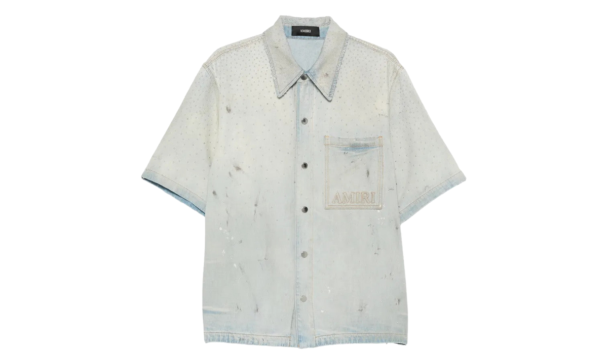 Crystals Oversized Denim Shirt "Perfect Antique Indigo" AM426SH043 001A