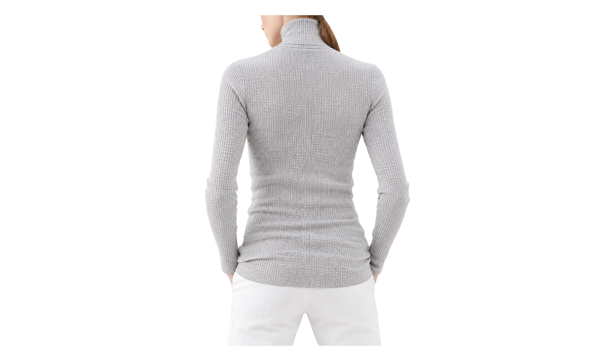 Wool Silk Ribbed Turtleneck Sweater WMNS "Light Grey" BRUN2521