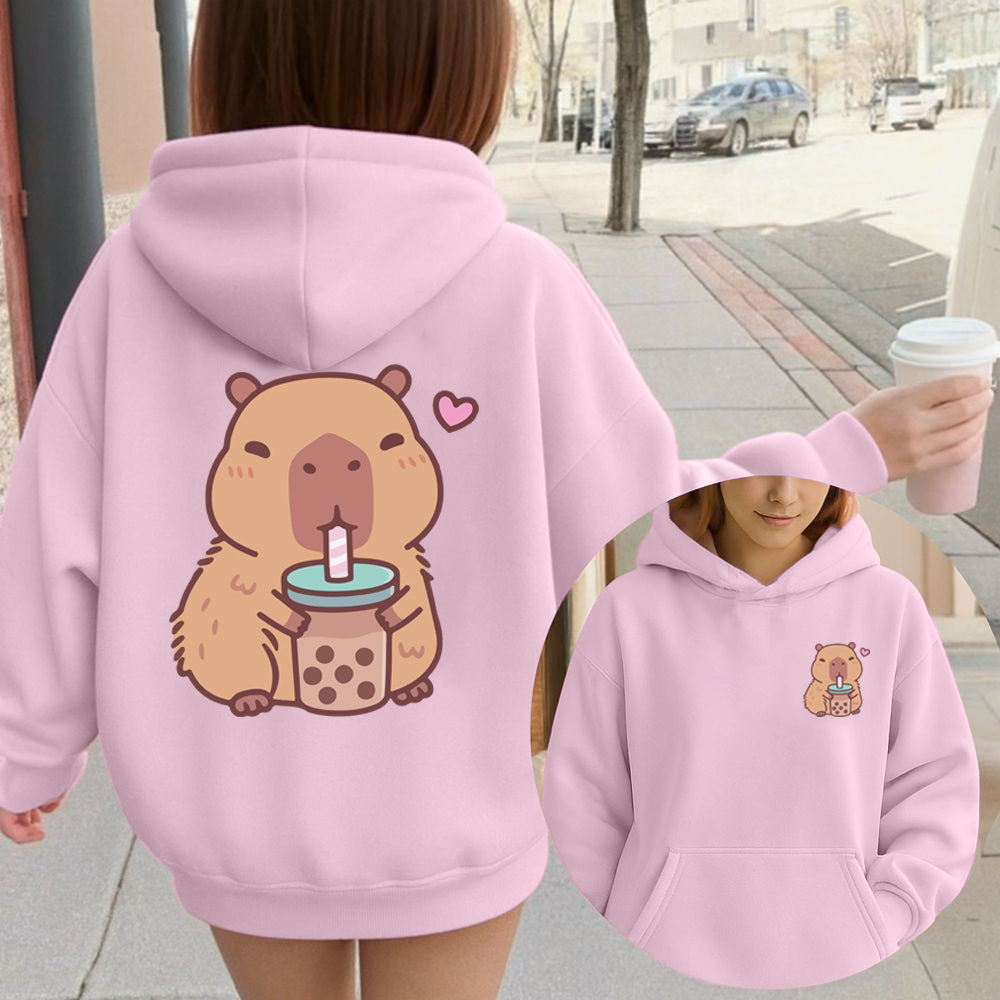 Boba Capybara Back Graphic Hoodie (2026)