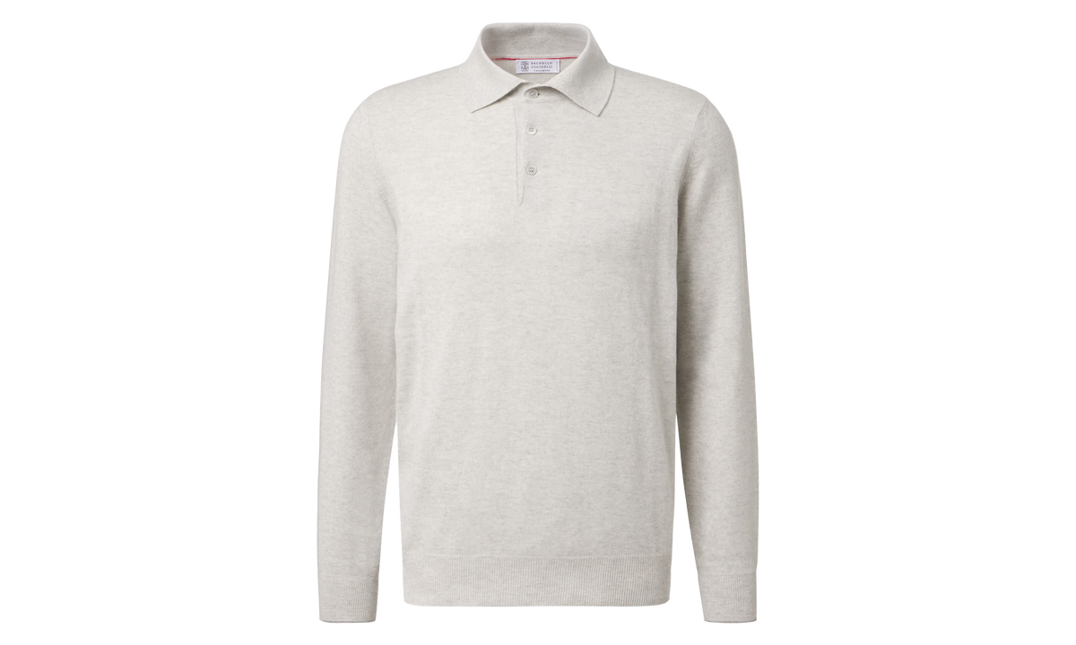 Cotton Polo Sweater "Fog" BRUN2293
