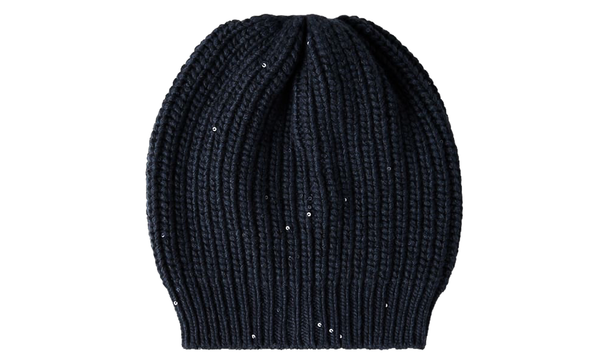 Wool Silk Ribbed Knit Hat WMNS "Night" BRUN2554