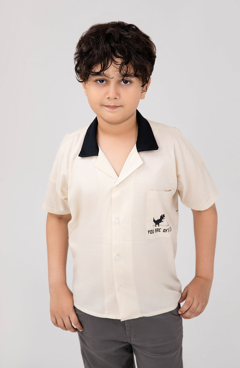 Boys Contrast Collar Shirt - BW710125