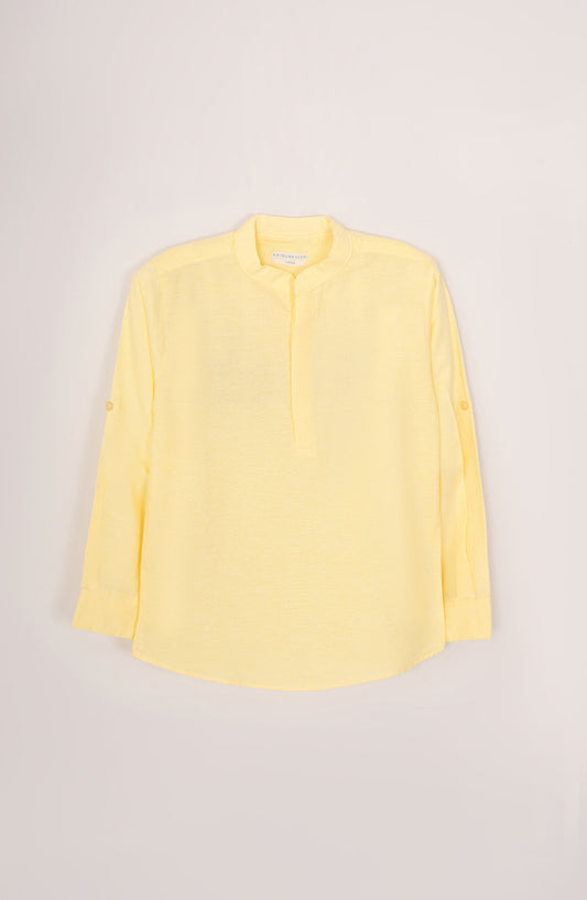 Boys Chambray Ban Collar Shirt - BW714325