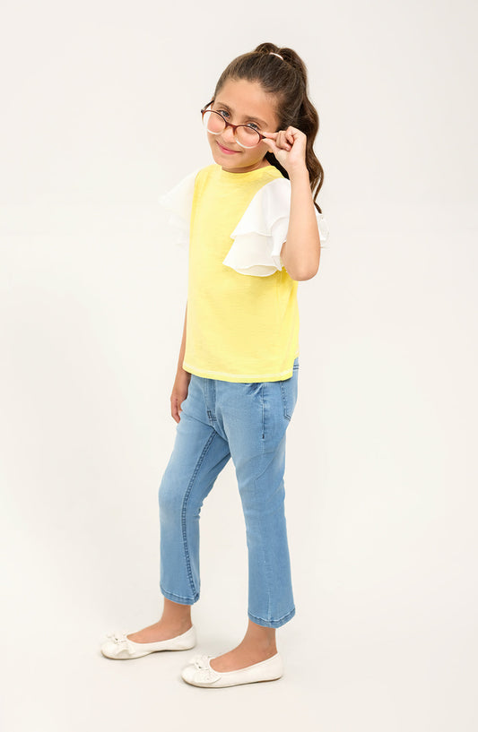 Girl Ruffled Sleeve Top - GKT710125