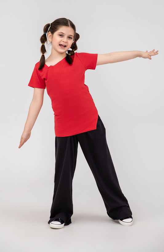 Girl Asymmetrical Neckline Shirt - GKT719325