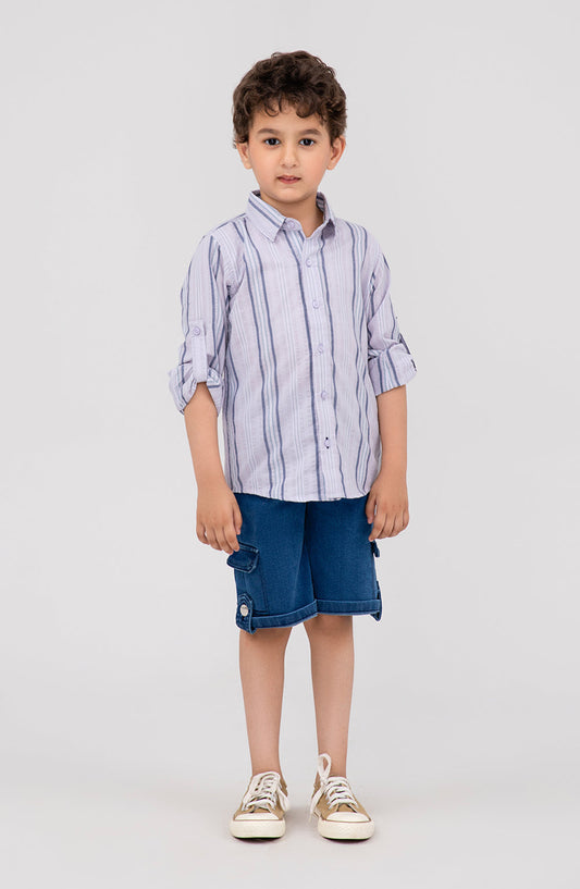 Boys Yarn Dyed Stripe Shirt - IBW704125