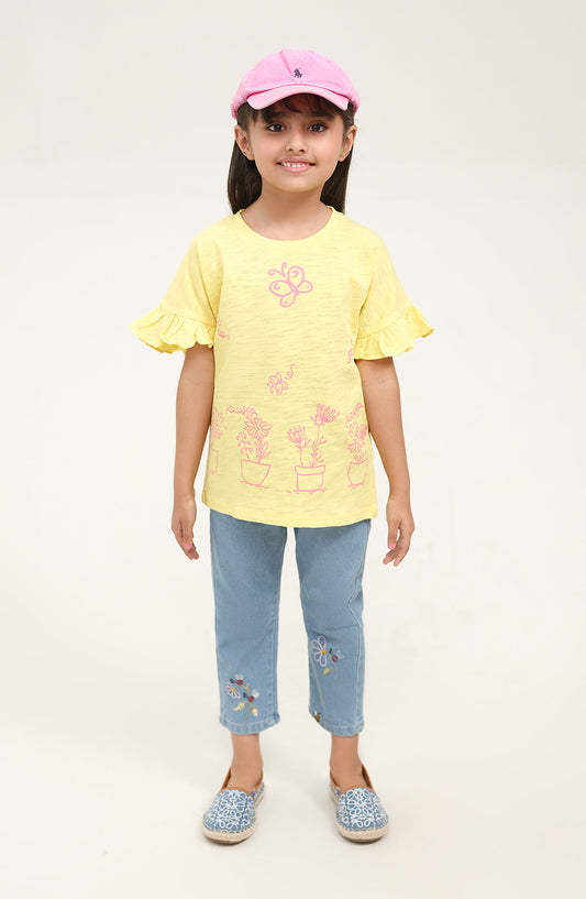 Girls Floral Boxy Top - IGKT701125