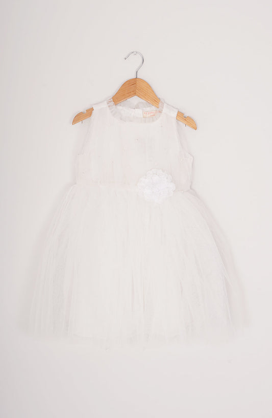 Girls White Pearl Dress - IGWD702125