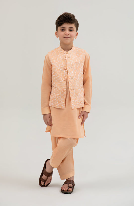 Boys Embroidered Waistcoat 3 Piece Suit - SIS705125