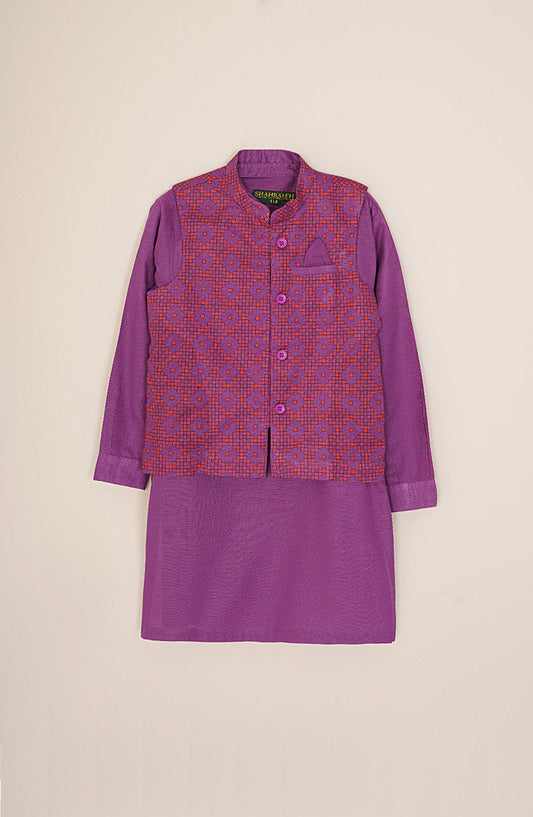 Printed Waistcoat 3 Piece Suit - SIS804225