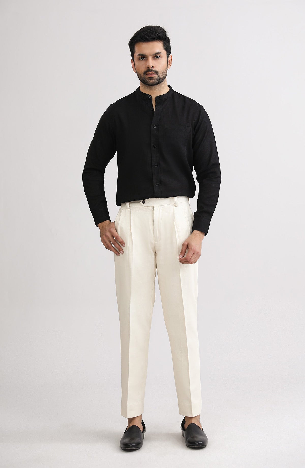 Band Collar Shirt - SMSH200A425