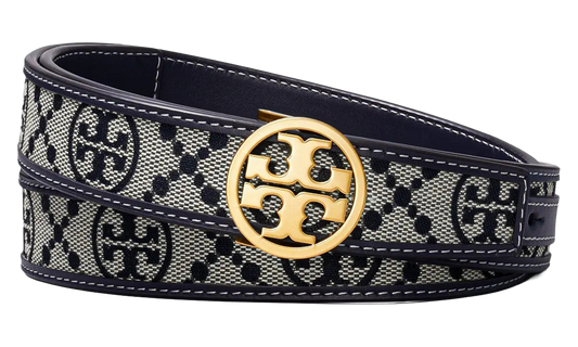 1" T Monogram Belt "Tory Navy / Gold" 161551 405