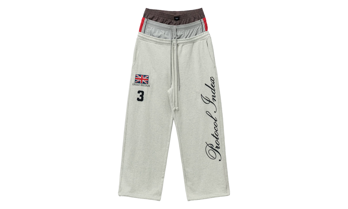 3 Layered Sweat Pants "White" PI00043
