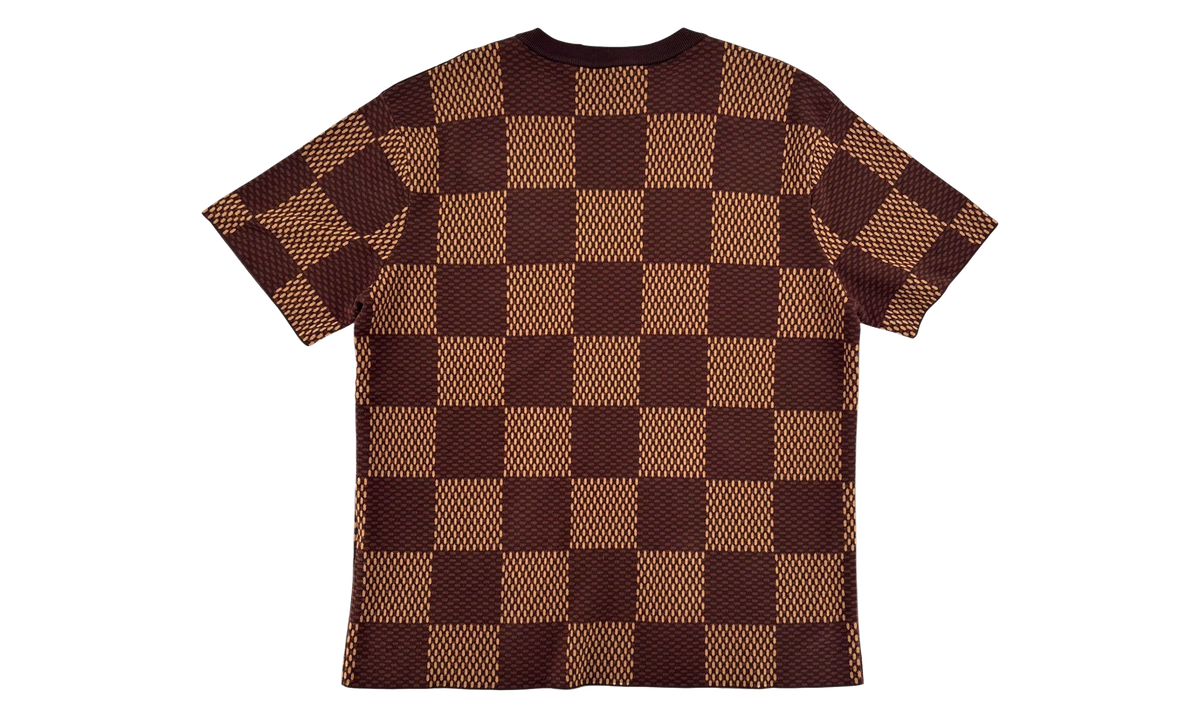 Cotton Damier Crewneck with Crystal LV Patch "Sienna" 1AFIUP