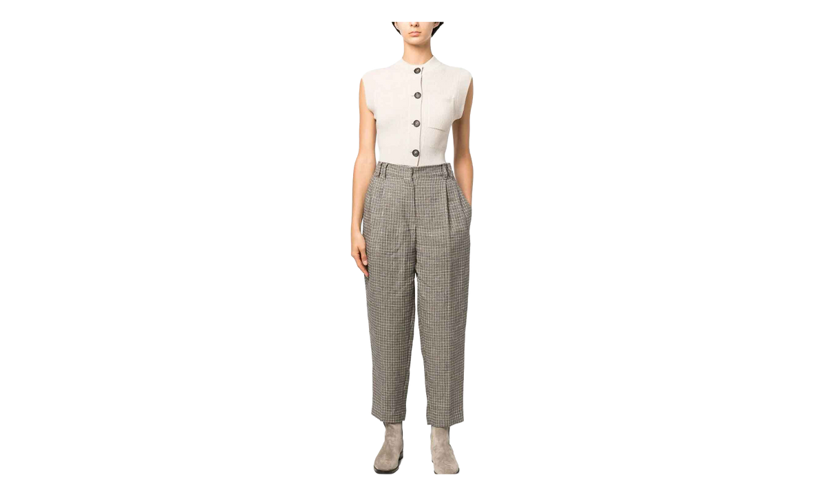 Houndstooth Wide-Leg Trousers WMNS "Beige" BRUN2417