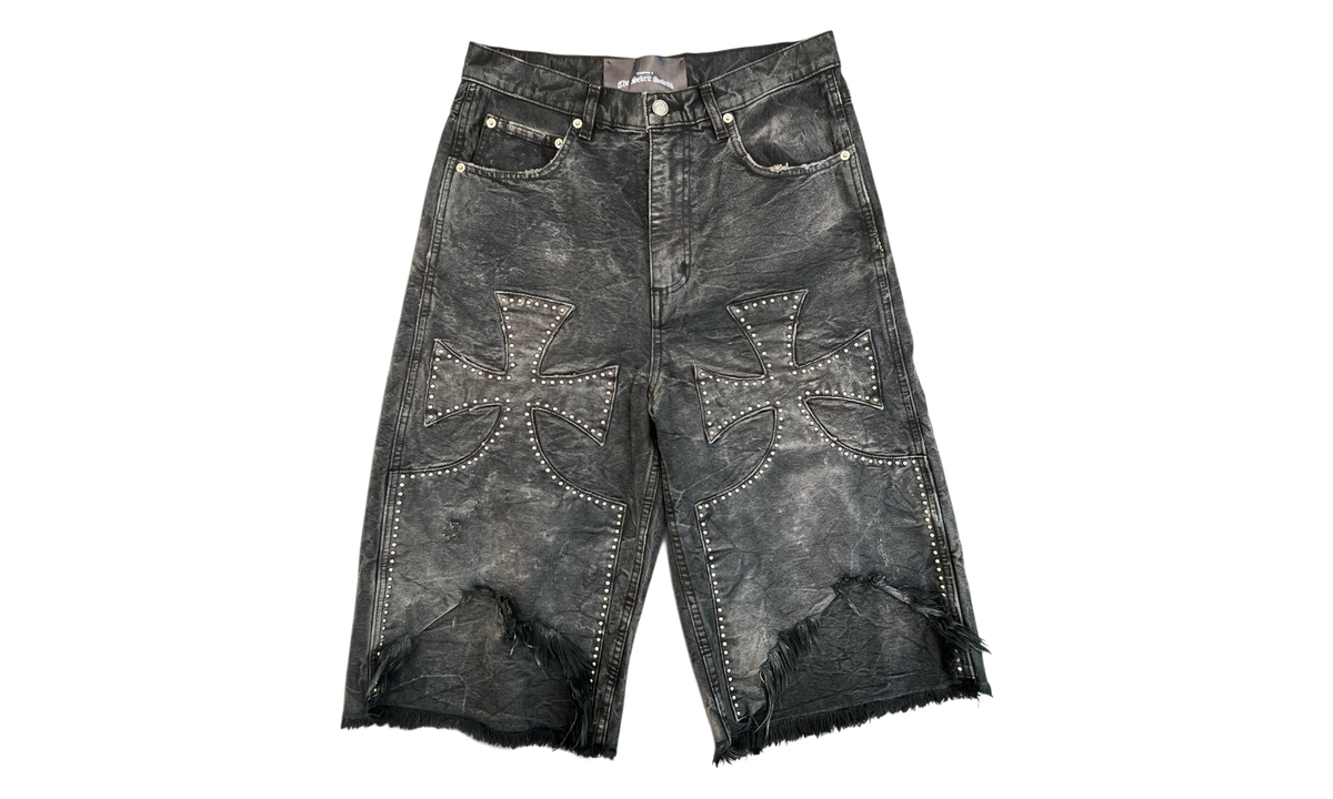 Studded Chopper Denim Short "Arctic Black" SKRT019