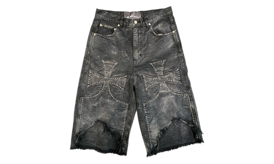 Studded Chopper Denim Short "Arctic Black" SKRT019